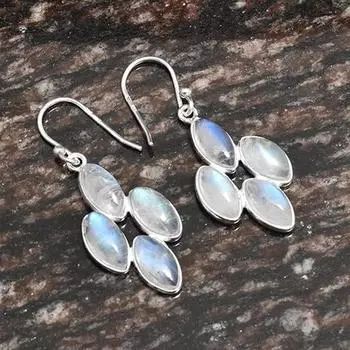 Moonstone Gemstone Earring, 925 Sterling Silver Earring, Gift For Her, Dangle Earring, Women Earring, Designer Earring