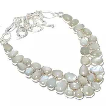 Moonstone Gemstone Handmade 925 Silver Jewelry Necklace 18 JCN484-108