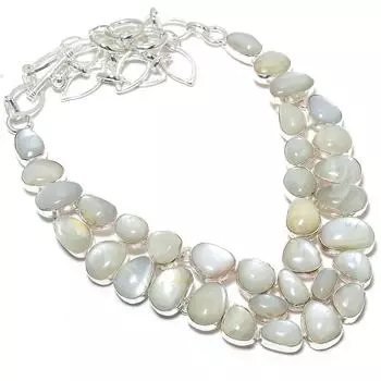 Ожерелье из серебра 925 пробы с лунным камнем, ручная работа, 18 дюймов JCN484-109