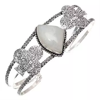 Moonstone Gemstone Handmade Silver Jewelry Cuff Bracelets 7 Adjustable