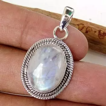 Moonstone Gemstone Solid 925 Sterling Silver Boho Designer Pendant, Statement Jewelry, Pendant Necklace