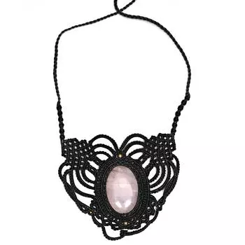 Moonstone Macrame Necklace Handmade Natural Bohemian Gemstone Pendant Crystal