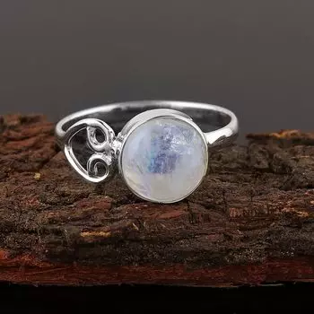 Кольцо с круглым лунным камнем, Кольцо из стерлингового серебра 925 пробы, Кольцо ручной работы, Кольцо-заявление, Женское кольцо, Серебряные украшения 6