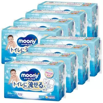 Moony baby смываемые 1200 листов x 3 шт x сделано в Японии [Влажные салфетки] салфетки, тип, сменный блок, (50 8), без добавок (без спирта, отдушек,