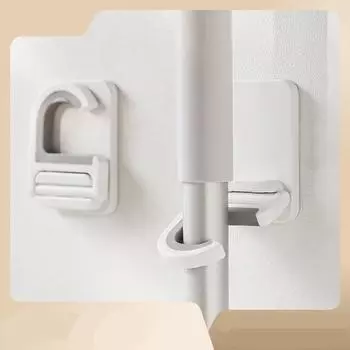 Mop Rack Broom Card Holder Mop Hook No Marks No Perforation Mop Clip Bathroom Wall Mount Waterproof And Moisture-proof белый