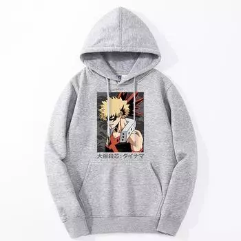 Моя геройская академия аниме-одежда Бакугоу Катсуки с графическим принтом с капюшоном для мужчин и женщин толстовки с капюшоном в стиле манга повседневная толстовка пуловер Harajuku XS чёрный
