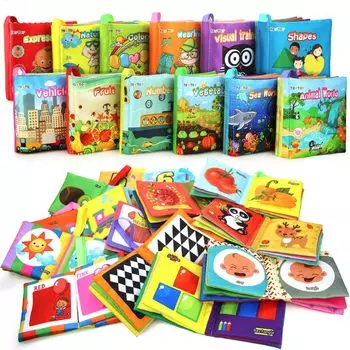 Моя первая мягкая игрушка из ткани для малышей, мягкая книга для мальчиков и девочек, развивающие игрушки для раннего развития, нетоксичная (12 шт.)