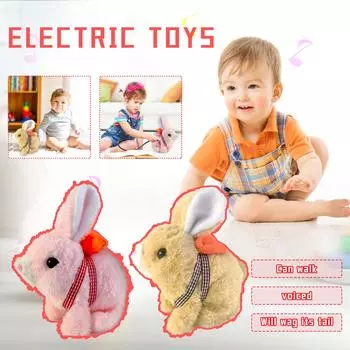 Моя реалистичная игрушка кролик, кролик, плюшевый кролик со звуками и движениями, реалистичные игрушки кролики для детей One Size розовый