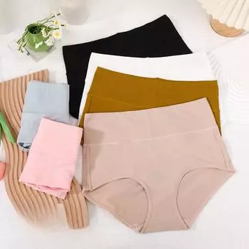 Morandi Pure Color Simple нижнее белье летнее женское дышащее хлопковое промежностное белье с высокой талией без следов нижнее белье больших размеров S светло-синий