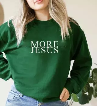More Jesus Sweatshirt Jesus Love Sweats Christian Based Top Religious Bestfriend Gift Woman Casual Cotton Crewneck Pullovers S розовый