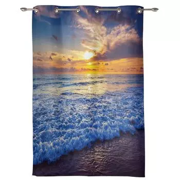 Море, закат, волны, облака, современные шторы для гостиной, спальни, шторы, жалюзи, портьеры, дверные шторы 135W x 60H(cm) x1