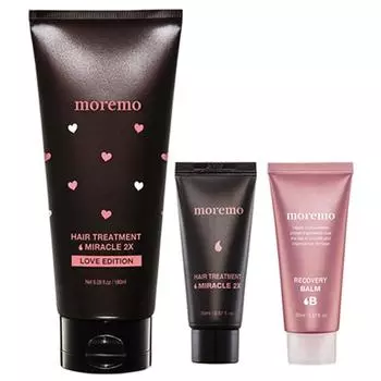 Moremo Hair Treatment Miracle 2X Love Edition 180ml + Miracle 2X Hair Treatment 20ml + Recovery Balm B 20ml Set