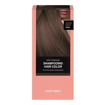 Moremo Shampooing Hair Color Gray Cover Dye, Natural Brown, 1 Piece
