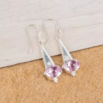 Морганит Драгоценный камень 925 Стерлинговое серебро Ювелирные изделия Серьги-капли/подвески 1,80 Для нее EE-50-11