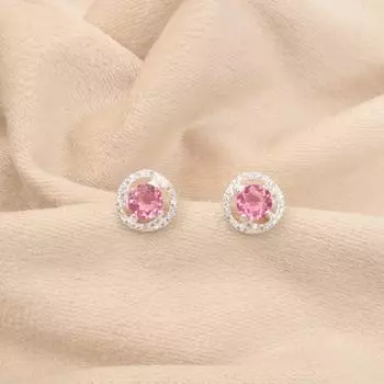 Морганит Драгоценный камень 925 Стерлинговое серебро Ювелирные изделия Циркониевые серьги-гвоздики Для подарка CZE-8-6