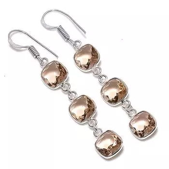 Morganite Gemstone Handmade 925 Sterling Silver Jewelry Earring 2.21 A7e36