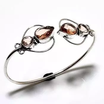 Морганитовый драгоценный камень 925 посеребренный ювелирный браслет ручной работы