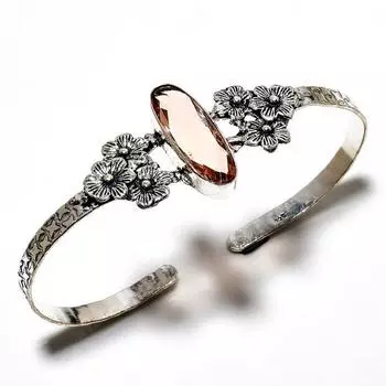 Морганитовый драгоценный камень 925 посеребренный ювелирный браслет ручной работы