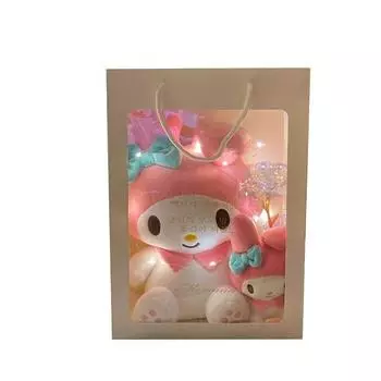 Mori Ann My Melody средняя кукла + кукла-кольцо с голограммой и цветочным сообщением, подарочная сумка для покупок, розовый (кукла), Популярные игрушки для корейских детей