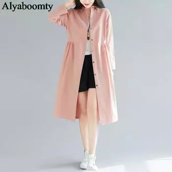 Mori Girl, осенне-весеннее женское платье-рубашка миди, розовое, винно-красное, свободный кардиган, хлопковое льняное платье в стиле ретро L красный