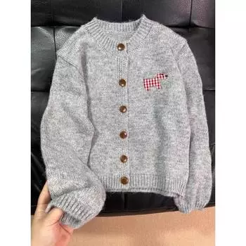 Mori Girl Puppy Candy Color Sweet Cardigan Soft Glutinous Patch Gray S Suggested 37.50 kg-45.00 kg