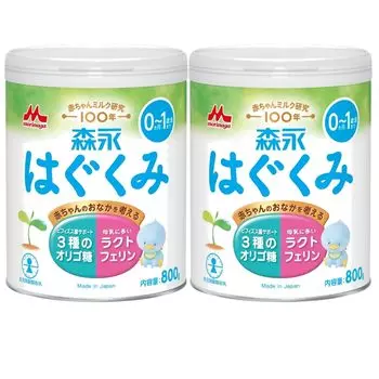 Morinaga Hagukumi Большая банка 800 г x 2 банки в упаковке для новорожденных от месяцев до 1 года в порошке Лактоферрин 3 типа олигосахаридов [0 для взрослых, детей, молоко]