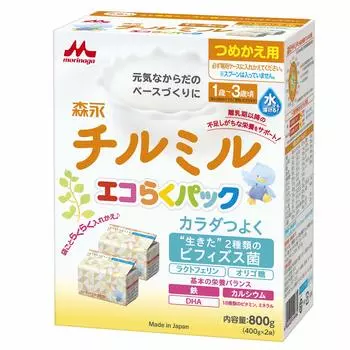 Morinaga Milk Chill Mill Eco Raku Pack Refill 800 г x 2 Сухое молоко порошкового типа для детей от 1 до 3 лет, можно использовать с 9 лет