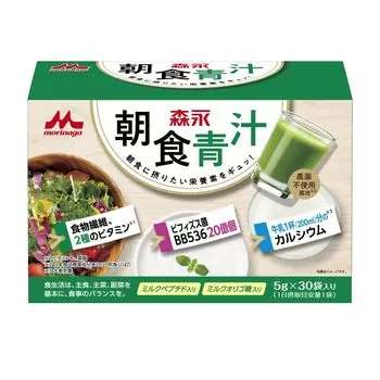 Morinaga Завтрак Зеленый сок x 30 Сделано с отечественным ячменем, богатым клетчаткой и витаминами (5г пакеты) выращенная без пестицидов трава, волокно,