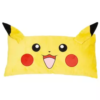 MORIPiLO Подушка Pokemon Pikachu длинная, размер L, 90 см x 43 см x 10 см, желтая, официальные товары для персонажей, подушка из микрофибры Pokemon, набивная подушка для тела