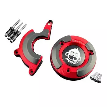 MORITECH Honda MONKEY 125 крышка коленчатого вала двигателя левая и правая комплект КРЫШКА КОЛЕНЧАТОГО ВАЛА ДВИГАТЕЛЯ CNC для HONDA MONKEY 125 JB03 (5 скоростей) (Л+П) (красный) красный