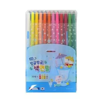 Morning Glory 24-color whirling colored pencil set blue, 1 set, Korean toy supplies