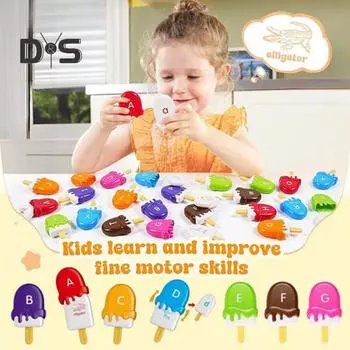Мороженое алфавитная игрушка для детей, заглавные буквы, строчные буквы, обучающая игрушка для малышей, мальчиков и девочек, обучающая игра-сортировка цветов, алфавит, игра-занятие set