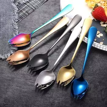 Мороженое из нержавеющей стали на открытом воздухе с длинной ручкой многоразовые столовые приборы десертные ложки вилки-лопатки салатные вилки серебряный