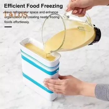 Морозильная камера Устройство для приготовления пищевых блоков Мешок для приготовления еды Контейнер Пластиковый холодильник без BPA Мороженое Йогурт Фруктовый десерт Суп Инструменты для изготовления кирпича Кухонные гаджеты синий