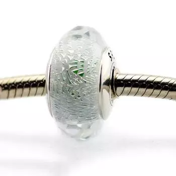 Морозное мятное мерцающее стекло, подвески из стерлингового серебра 925 пробы, граненые бусины для изготовления ювелирных изделий, подходят для европейских браслетов-подвесок