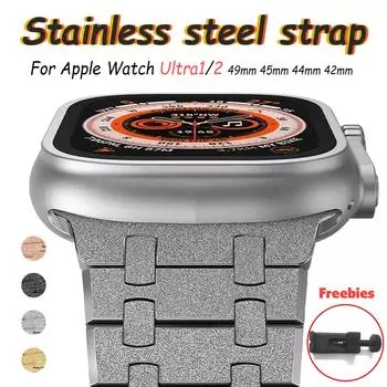 Морозный металлический ремешок для Apple Watch Ultra2, браслет 49 мм, 45 мм, 44 мм, 42 мм, роскошный браслет из нержавеющей стали для IWatch 9, 8, 7, 6 SE 5 Correa