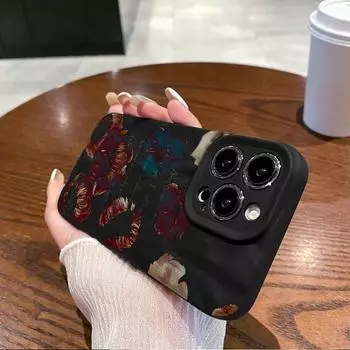 Морщины и неровности на поверхности мобильного телефона с принтом красных губ защитный матовый чехол TPU мягкий силиконовый чехол iPhone 7 чёрный