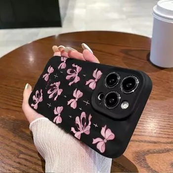 Морщины и неровности на поверхности мобильного телефона, защитный матовый чехол из ТПУ с принтом банта, мягкий силиконовый чехол iPhone 7 чёрный