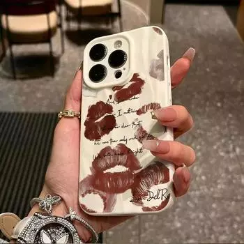 Морщины и неровности на поверхности мобильного телефона с принтом красных губ защитный матовый чехол TPU мягкий силиконовый чехол iPhone 7 чёрный