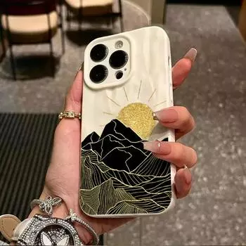 Морщины и неровности на поверхности мобильного телефона с принтом восхода солнца защитный матовый чехол TPU мягкий силиконовый чехол iPhone 7 чёрный