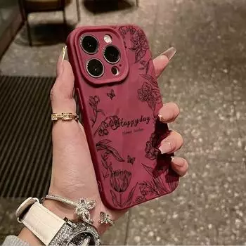 Морщины и неровности на поверхности мобильного телефона, защитный матовый чехол из ТПУ с принтом цветочных растений, мягкий силиконовый чехол iPhone 7 чёрный