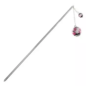 Морская капля, светящийся светлячок, стрекоза, светящийся одинарный волос, японский аксессуар для волос в японском стиле, шпилька, стекло, бисер, розовый, 14 мм, 6 мм, серебристый,