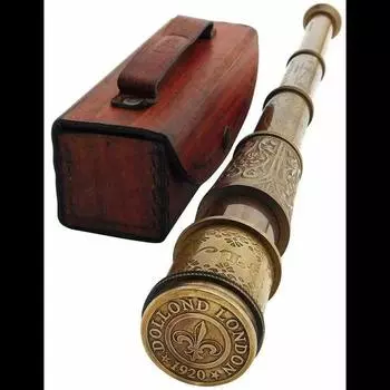 Морская латунная пиратская подзорная труба морского телескопа с пиратской подзорной трубой в кожаной коробке m коричневый