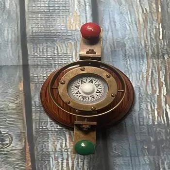 Морской латунный компас с подвесом на деревянной основе, декор для столешницы