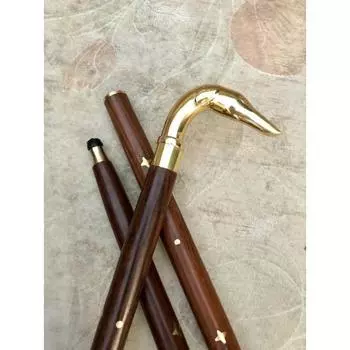 Морская собака дизайн прогулочная трость деревянная трость латунная ручка ручка подарок золотой