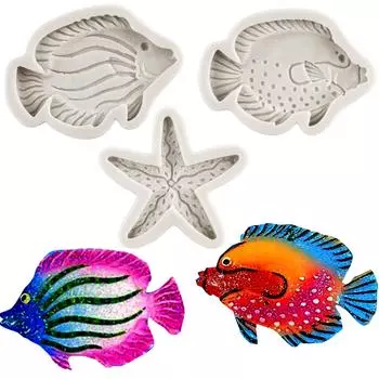 Морская тема Силиконовая форма для помадки Рыба Силиконовые формы для украшения торта Топпер для кексов Конфеты Шоколадная жевательная резинка Формы для полимерной глины красный