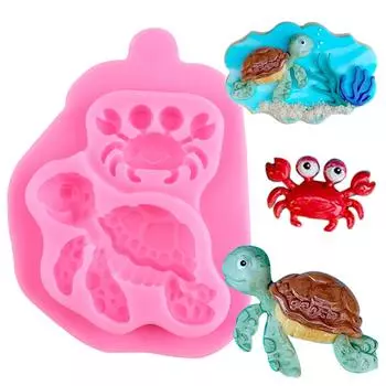 Морская тема торт помадка силиконовая форма морская черепаха краб форма для помадки украшение торта кекс Топпер конфеты шоколадная жвачка паста формы из полимерной глины