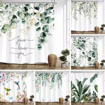 Морская звезда Пляж Душевая занавеска Ракушки Деревянные доски в деревенском стиле Пальмы Природный пейзаж Печатные Душевые занавески Декор для ванной комнаты 90x180cm-35x70in