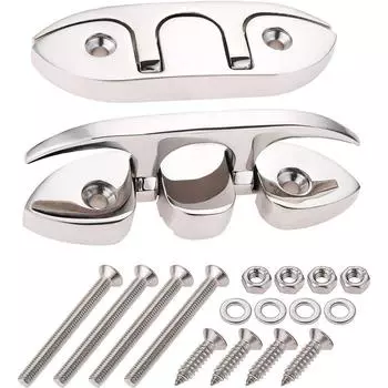 Морские складные пряжки из нержавеющей стали, 2 шт. в упаковке, откидные пряжки для швартовных тросов Морские швартовные пряжки с крепежными винтами для лодок, каяков, палубных тросов