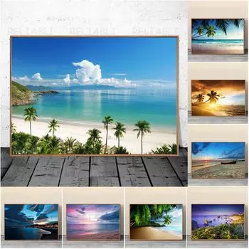 Морские волны лист океан морской пейзаж холст живопись скандинавские пейзажи постеры и принты Cuadros настенные художественные фотографии домашний декор без рамки 20*40cm